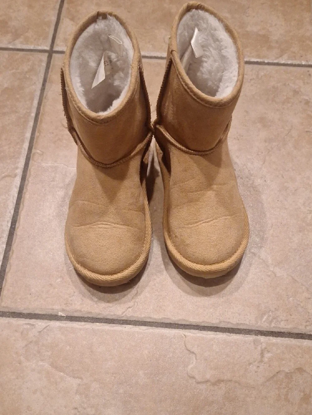 Old Navy Tan Faux-Shearling Kids Pull-On Boots